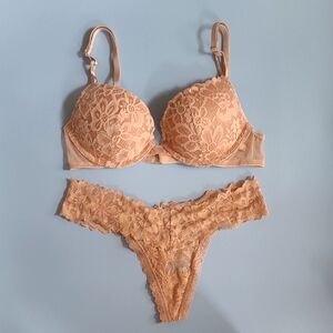 NWOT Victoria's Secret Nude Lace Bra & Thong Set
